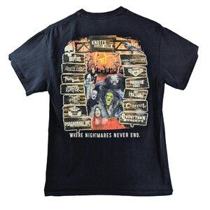 Knotts Scary Farm 2018 Size Medium ~ Double Sided T Shirt Black Halloween Rare